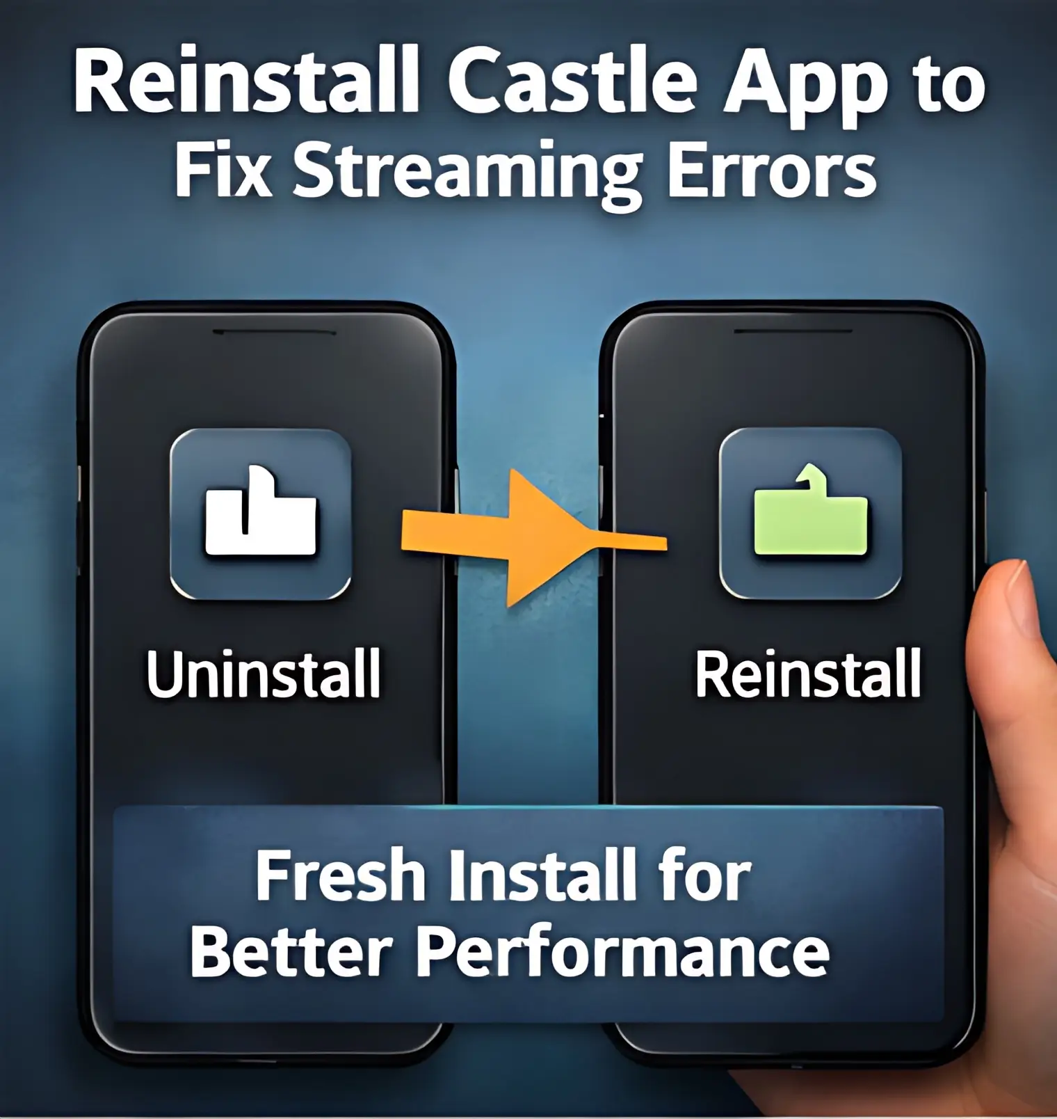 Reinstalling Castle App application to solve playback and loading issues