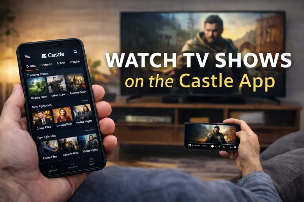 Castle App home screen showing TV shows categories and streaming interface