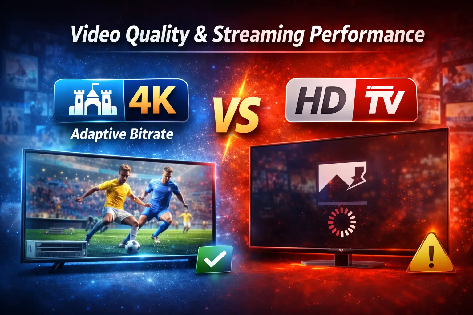 Castle App vs Thop TV video quality comparison showing 4K streaming on