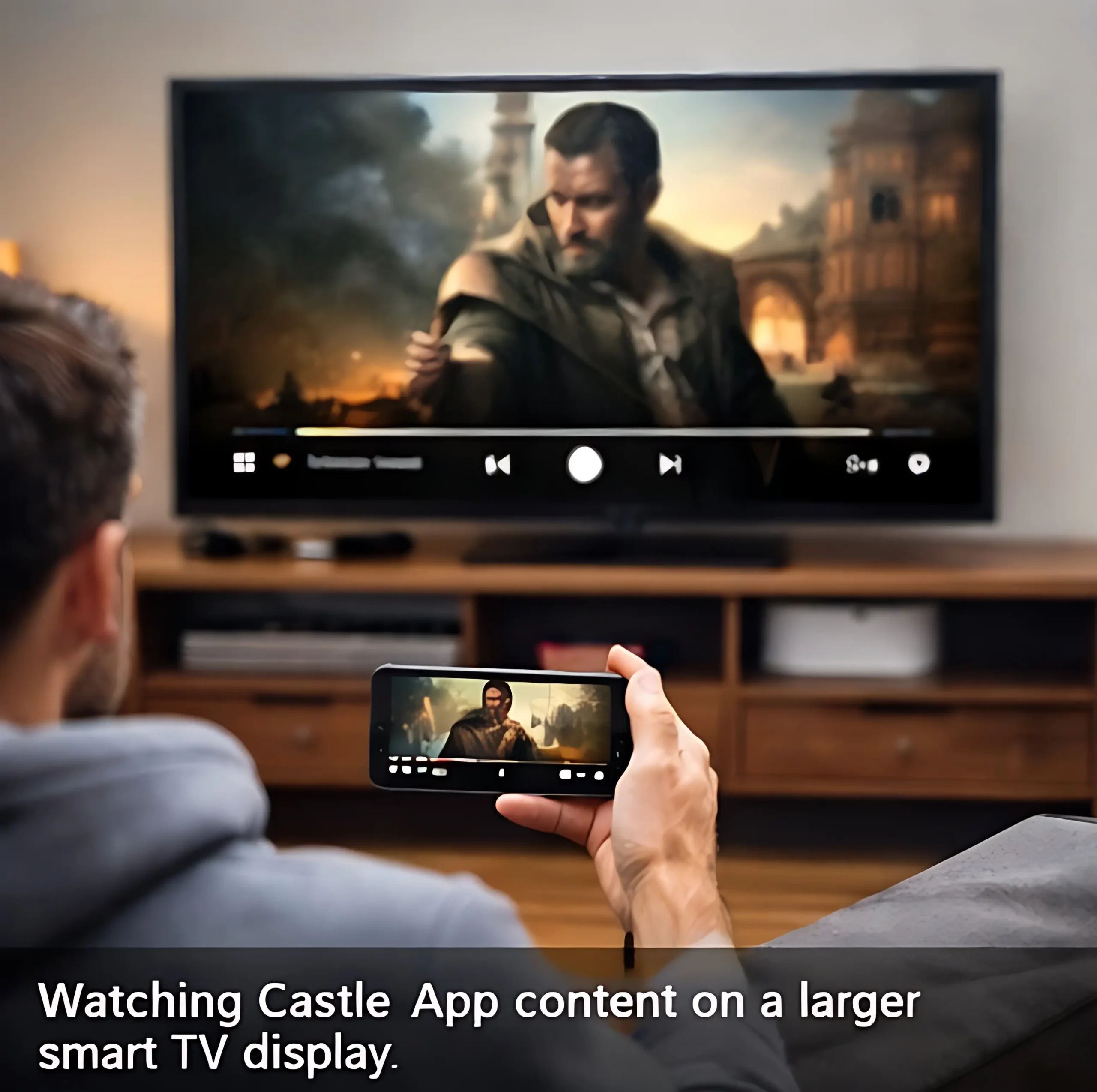 Casting TV shows from Castle App mobile device to smart TV screen