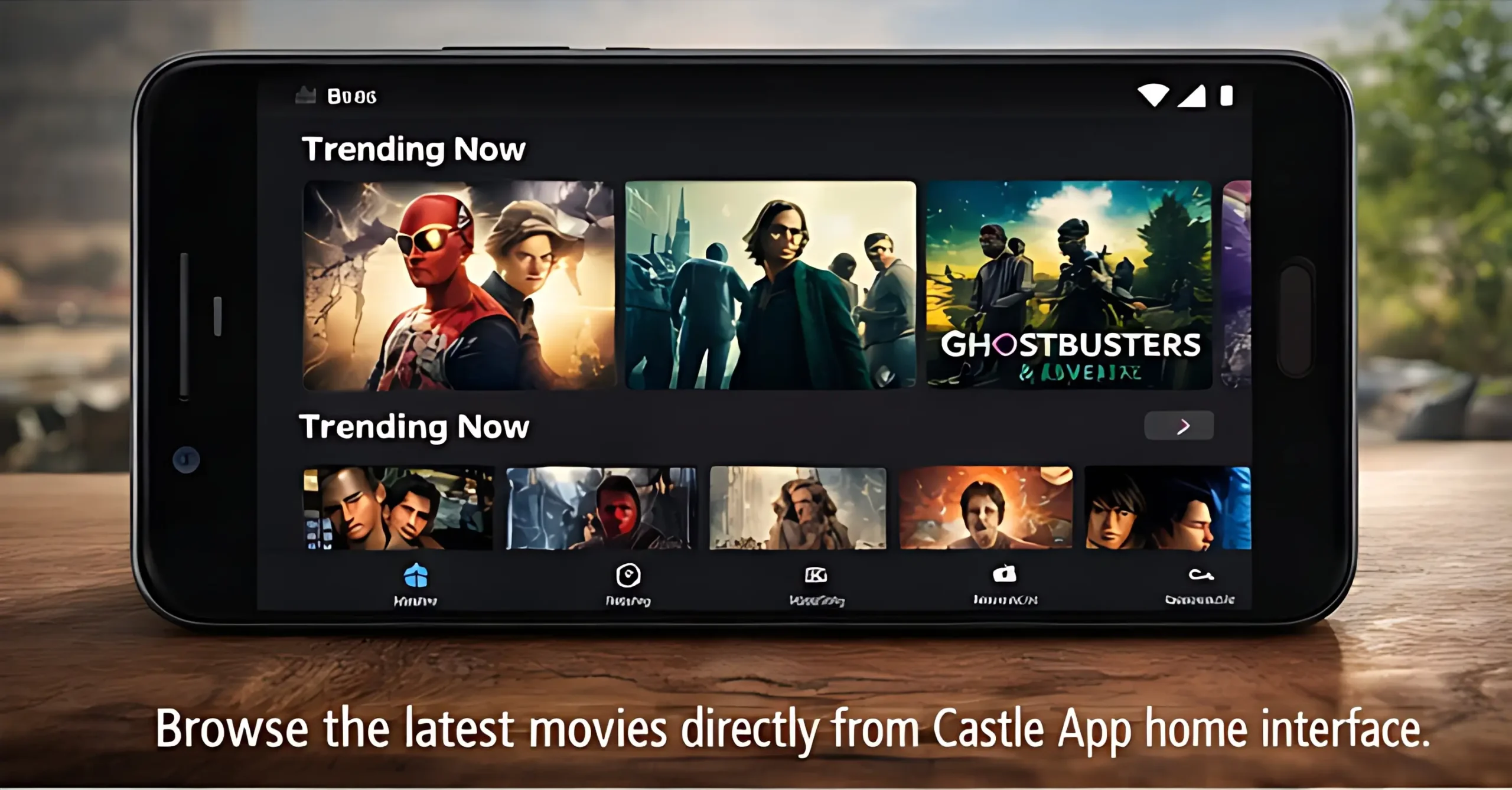 Castle App home screen showing latest movies available for free streaming